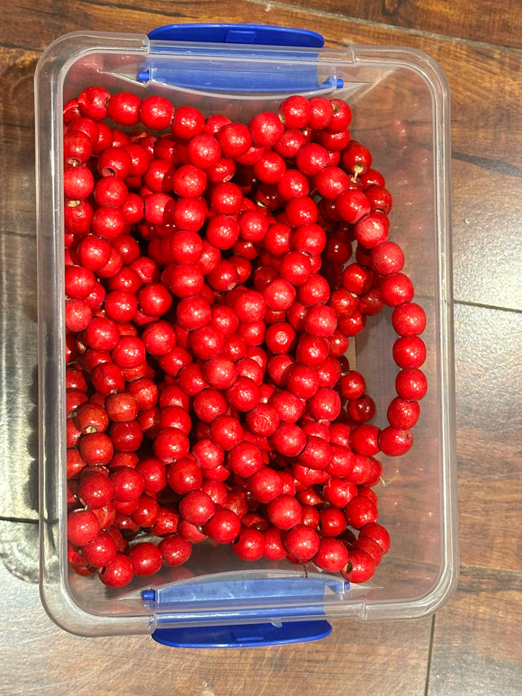 Beaded Strand- Wooden Red