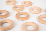 Natural Wooden Rings Set of 10 5cm dia