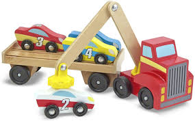 Melissa & Doug Flatbed Truck With Magnetic Race Cars